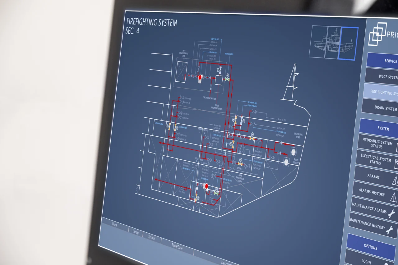 Screen showing the remote control system for valves, control equipment and sensors developed by FJ <br>Fernández Jove.